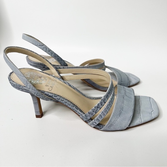 Vince Camuto Savesha Leather Strappy Heeled Sandals Pale Blue Size 7 - Picture 9 of 10